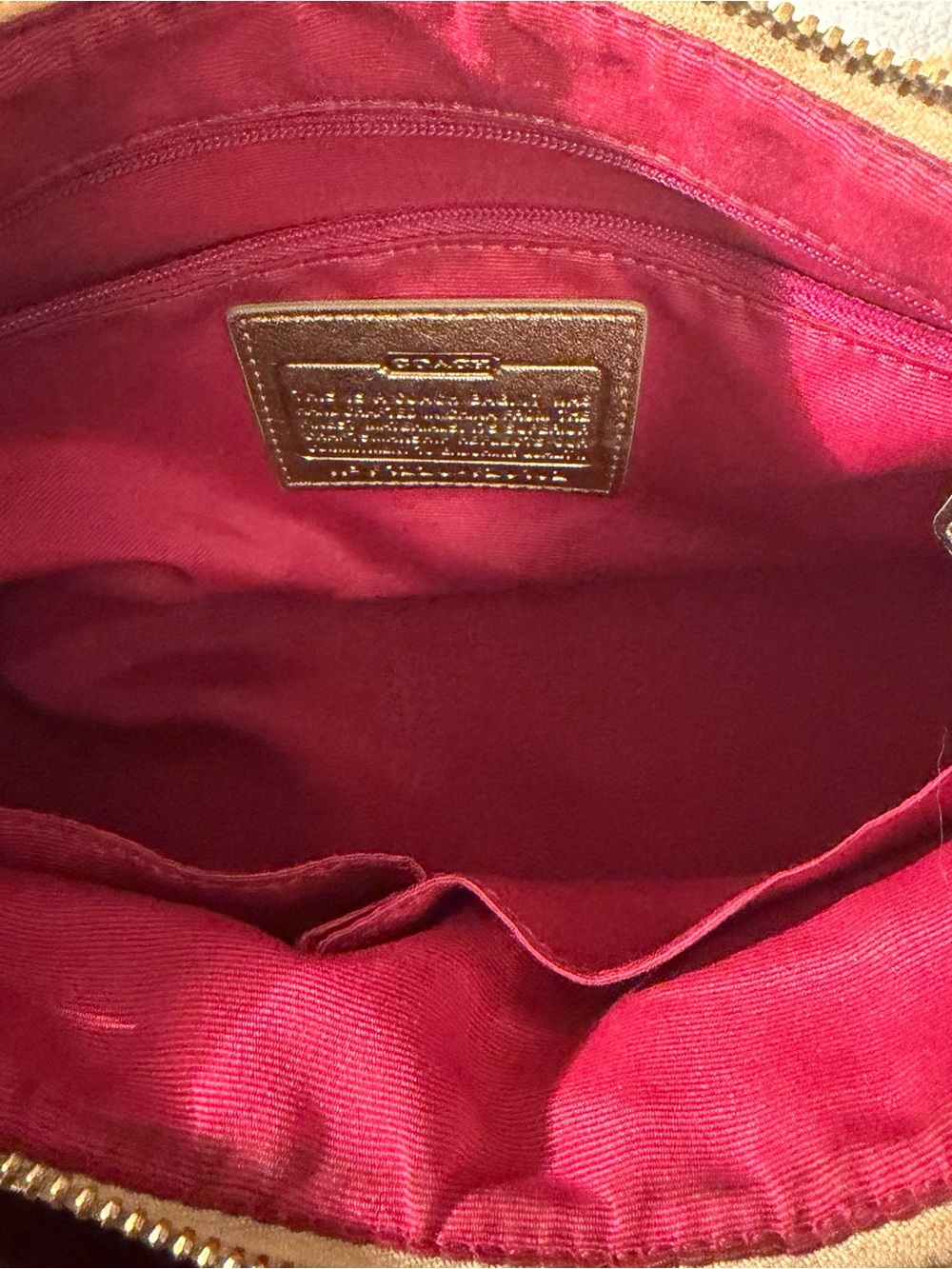 Coach Cream Plaid Shoulder Bag with Pink Logo Accent - Picture 6 of 11